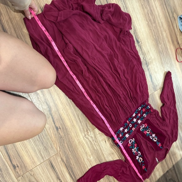 Free People Flora Embroidered Raspberry Magenta Dress Midi - Picture 10 of 14